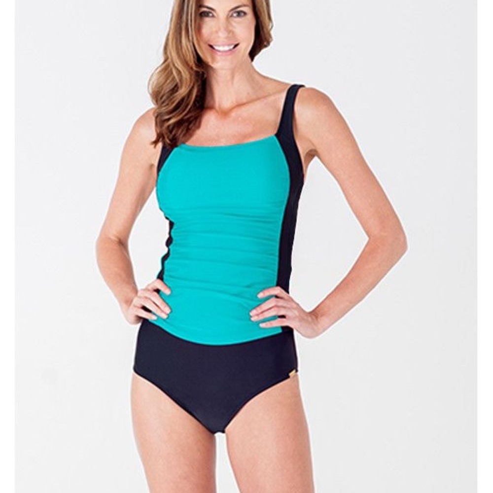 Teal Lori Coulter Teal Color Block Swim Tankini